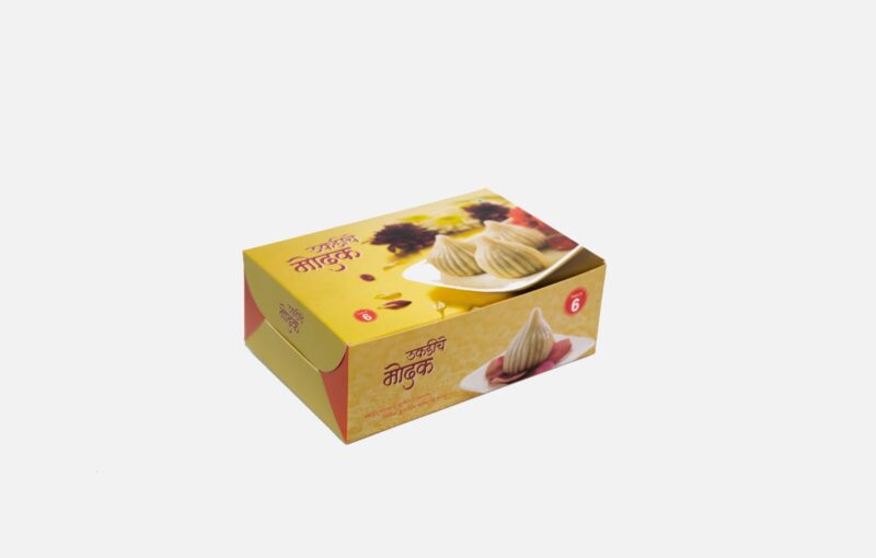 Ukdiche Modak Box Yellow (6 Piece) -Pack of 25 Pcs.( L 7" X W 2.5" X H 4.5") (25)