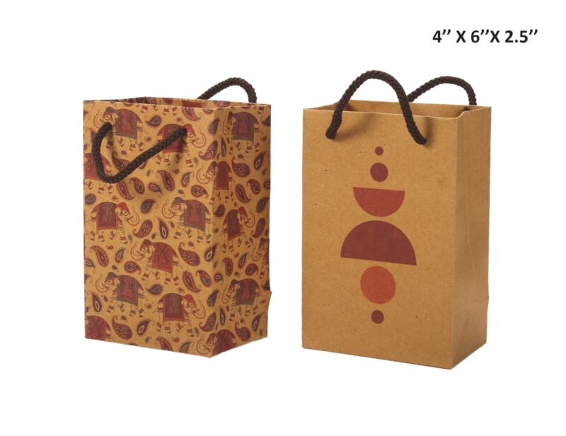 Paper Bag Brown Designer Red Pack of 25 (4" X 6" X 2.5") (25)