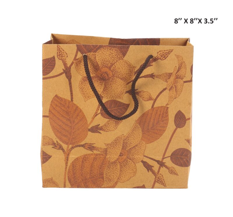 Paper Bag Brown Designer Dark Brown Pack of 100 (  8" X 8" X 3.5") (100)